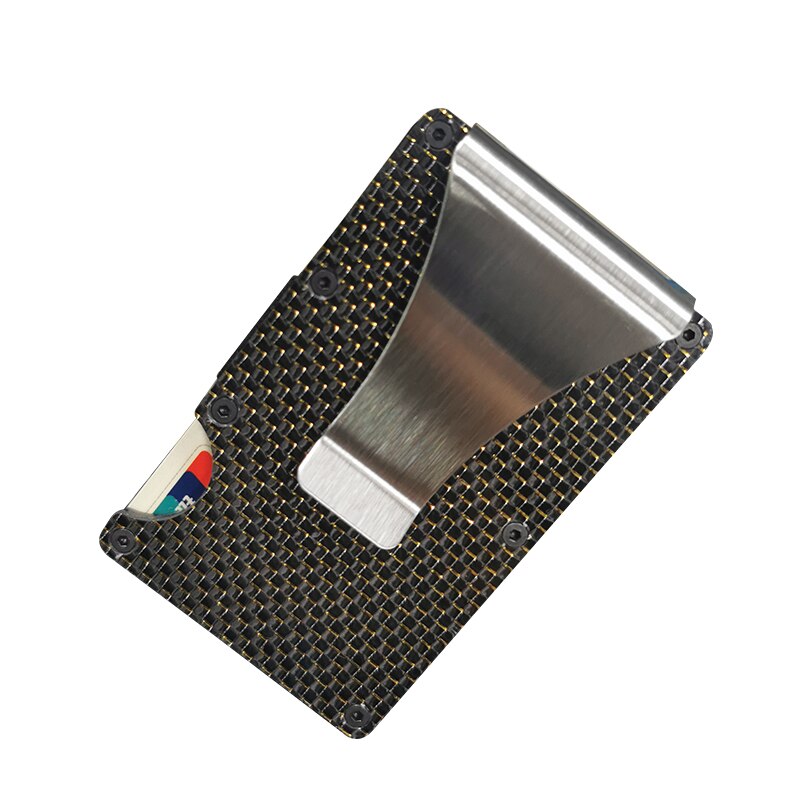 Carbon fiber wallet, metal wallet, wallet, bank card holder, carbon fiber RFID card holder: gold silver