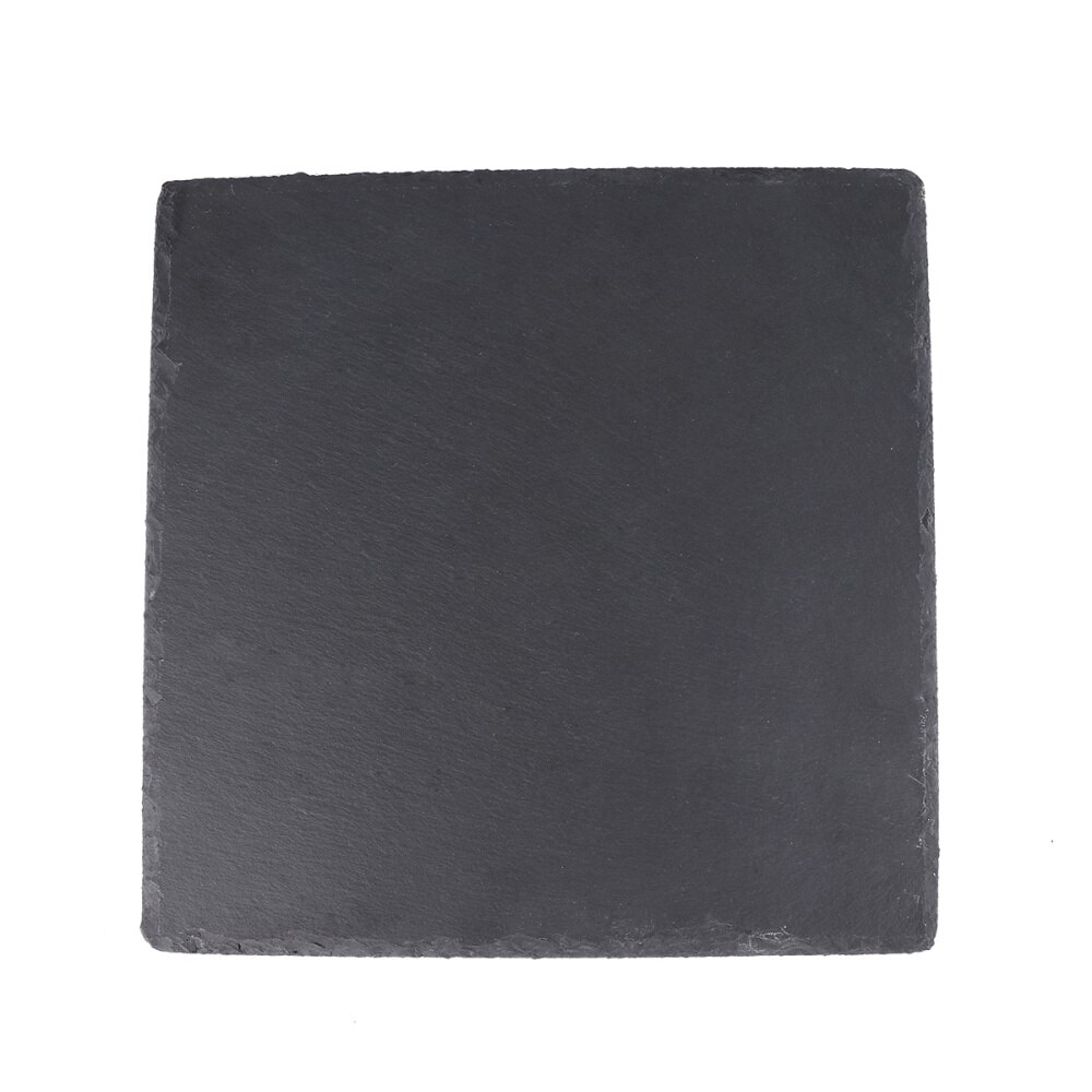 1pc natuurlijke leisteen borden restaurant steak sushi display schaal zwarte slabstone barbecue pan banketbord serveerschaal  (25cm ronde): Zwart 1