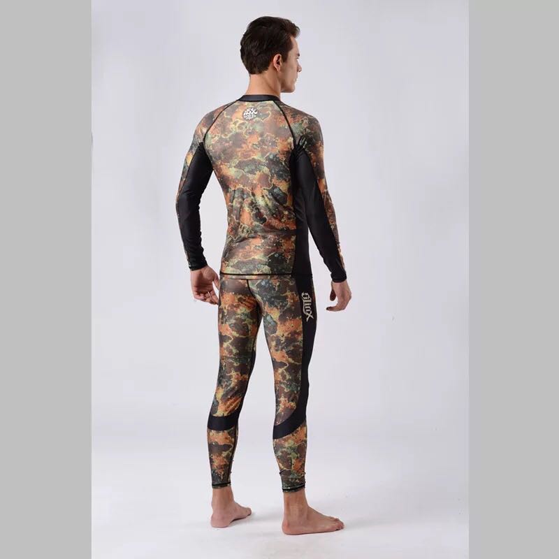 Mens diving Skin wetsuit Rash Guard Swim Shirt Spearfishing Diving Camo Rashguard Surf Shirts Beach UV Protection snorkeling