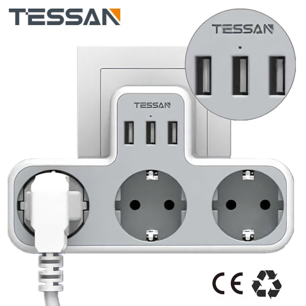 Adaptateur Prise Australie TESSAN Avec 4 USB - France Vers Type I