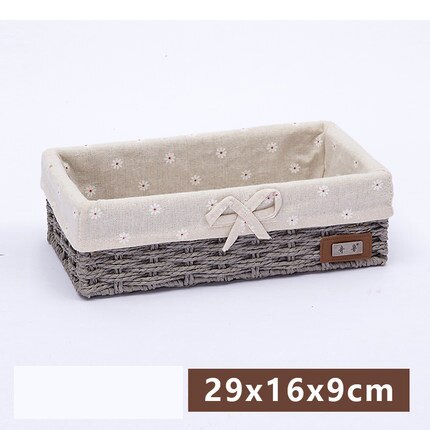Panier de rangement en rotin avec paille, panier en tissu imitation boîte de rangement de bureau, boîte de rangement des clés tressée: 8