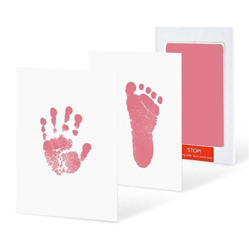 Baby Care Niet Giftig Baby Handafdruk Footprint Opdruk Kit Baby Souvenirs Casting Pasgeboren Voetafdruk Stempelkussen Baby Klei Speelgoed: Pink