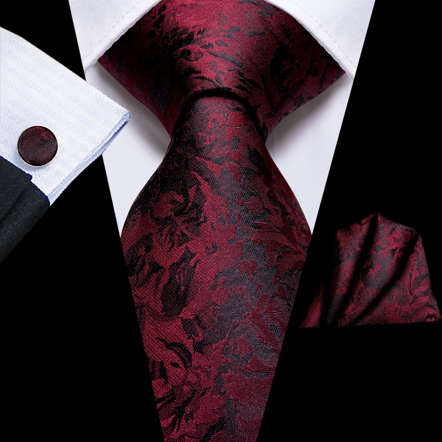Hi-Tie-corbata de boda de seda de para hombre, color azul pavo real, gemelos, , conjunto de corbata de para de negocios: GINGER