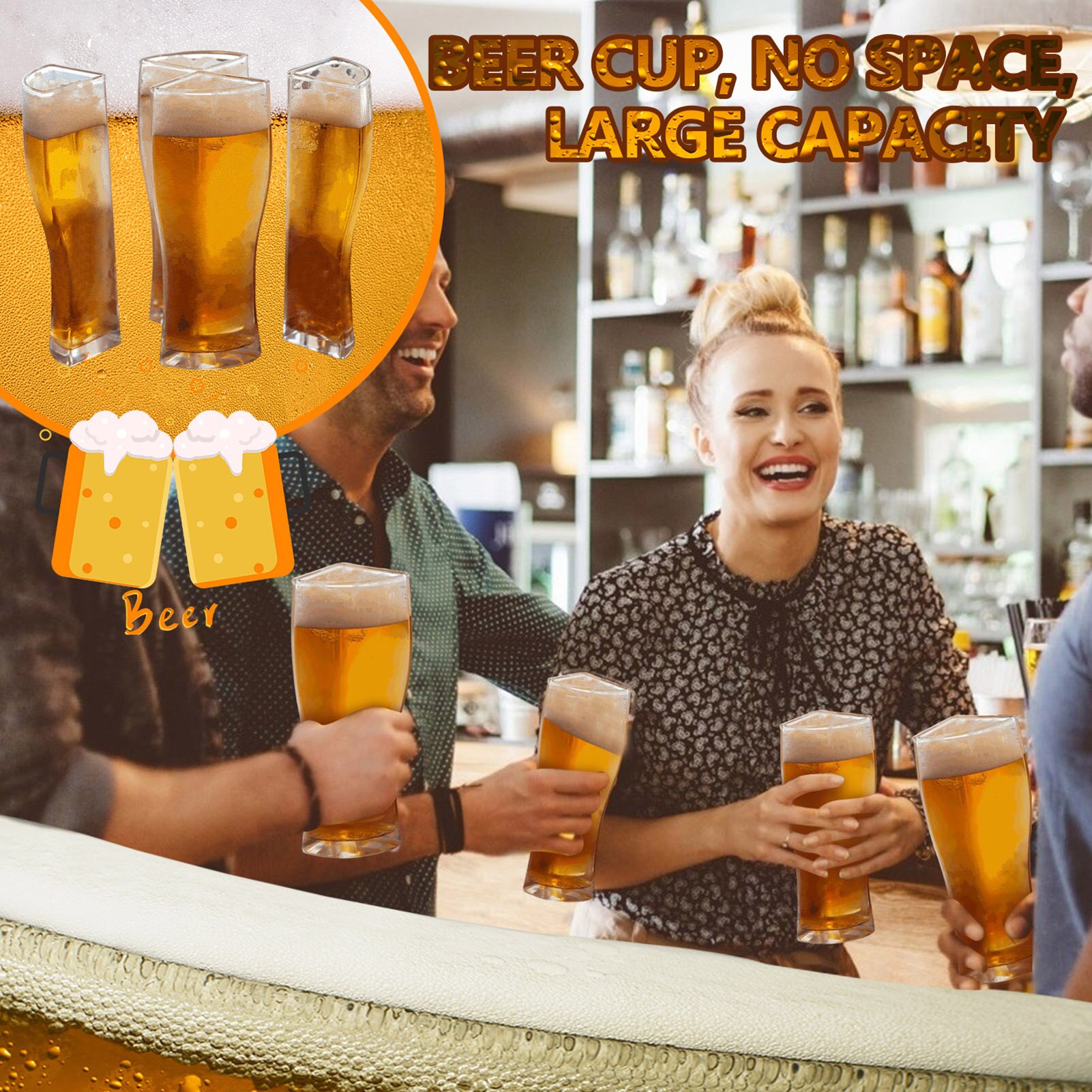 Nyeste 4 i 1 ølglass krus kopp separerbar 4 del stor kapasitet tykt ølkrus glass kopp gjennomsiktig til klubb bar fest hjem