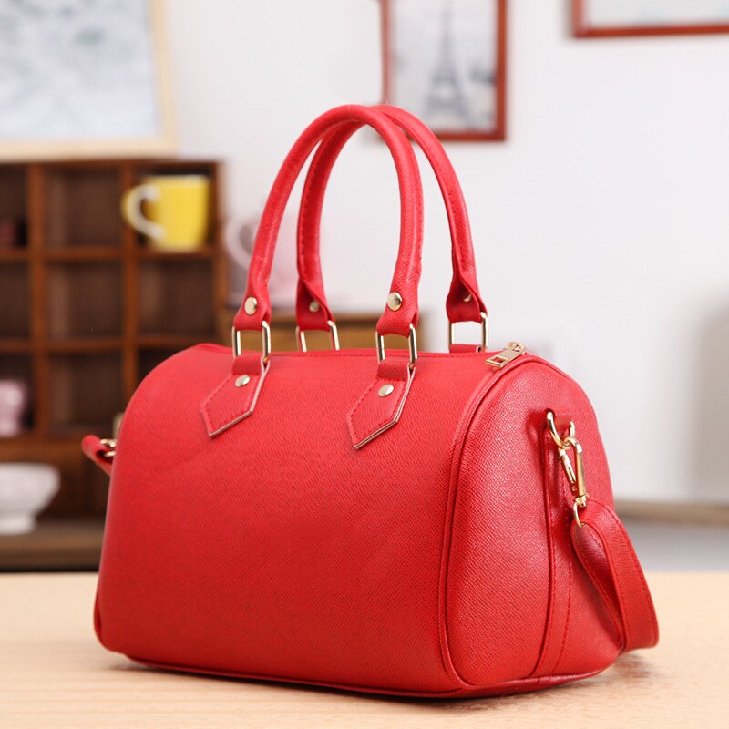 Women Handbags Ladies Handle Bag Leather Totes Black Red Beige PU Leather Shoulder Bag Hobos: red