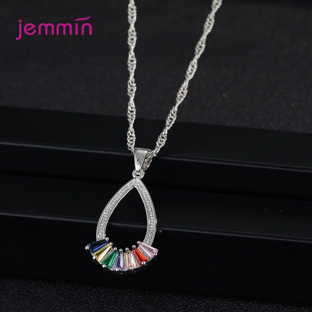 Joyería de plata de ley 925 con cristal transparente para mujer, colgante, collar, pendientes, pendientes de , novedad