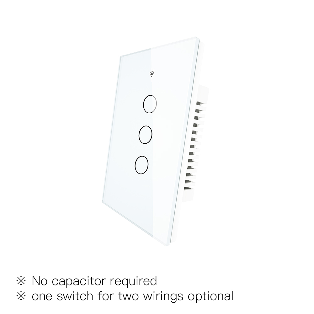 Zigbee Muur Touch Smart Lichtschakelaar Met Neutrale/Geen Neutraal, geen Condensator Smart Leven/Tuya Werkt Met Alexa,Google Hub Nodig: 3 Gang White US