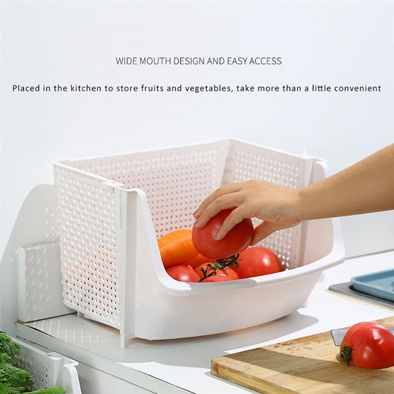 Home Storage Basket Shelf Stackable Vegetable Storage Basket Fruit Rack Multi-use Storage Shelf Kitchen Rack Basket One Layer