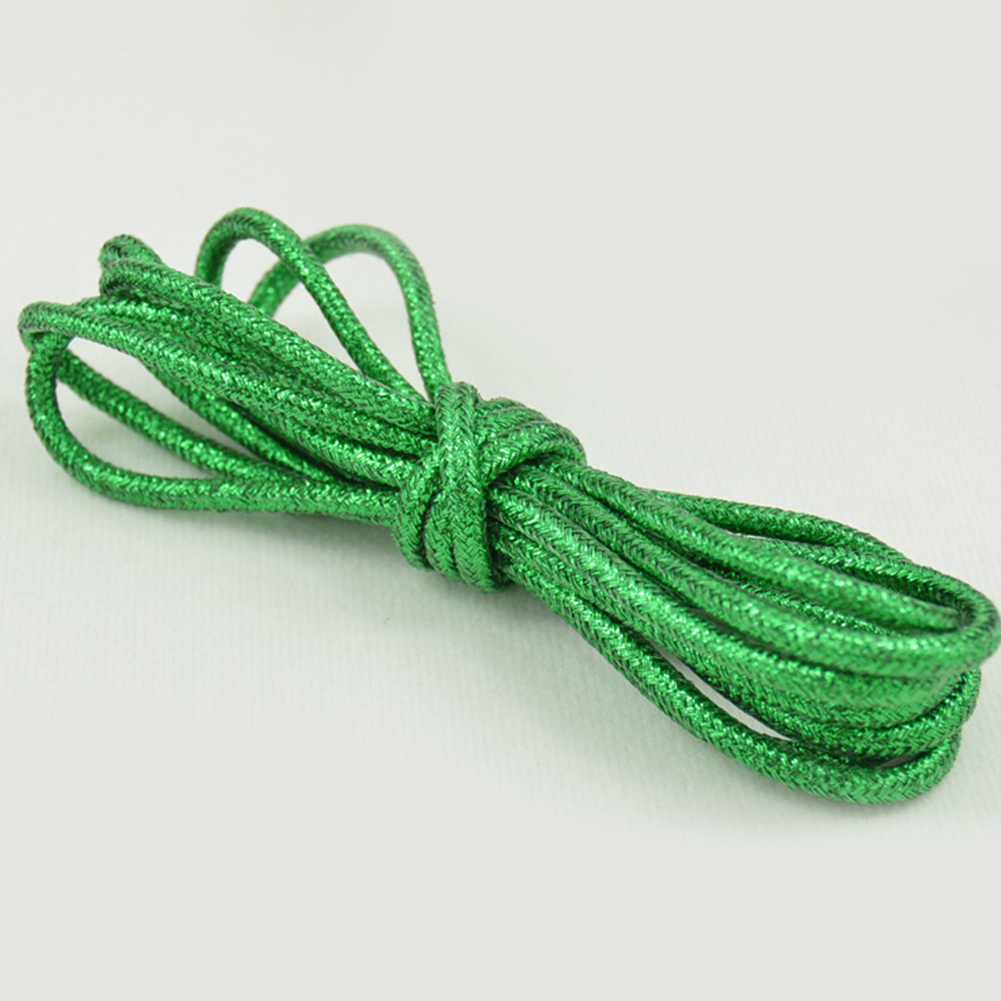 Lacets ronds colorés or et argent brillants 15 couleurs 113 cm chaussures de Sport baskets lacets lacets chaussures cordes: green