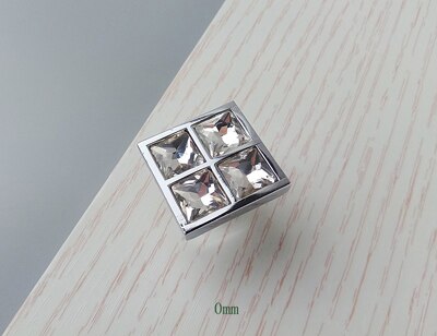 Tirador de mueble de diamantes de cristal Real, herrajes de puerta corredera, Tiradores para cajón o armario, gabinetes de cocina, tiradores de tirador de armario: 0mm