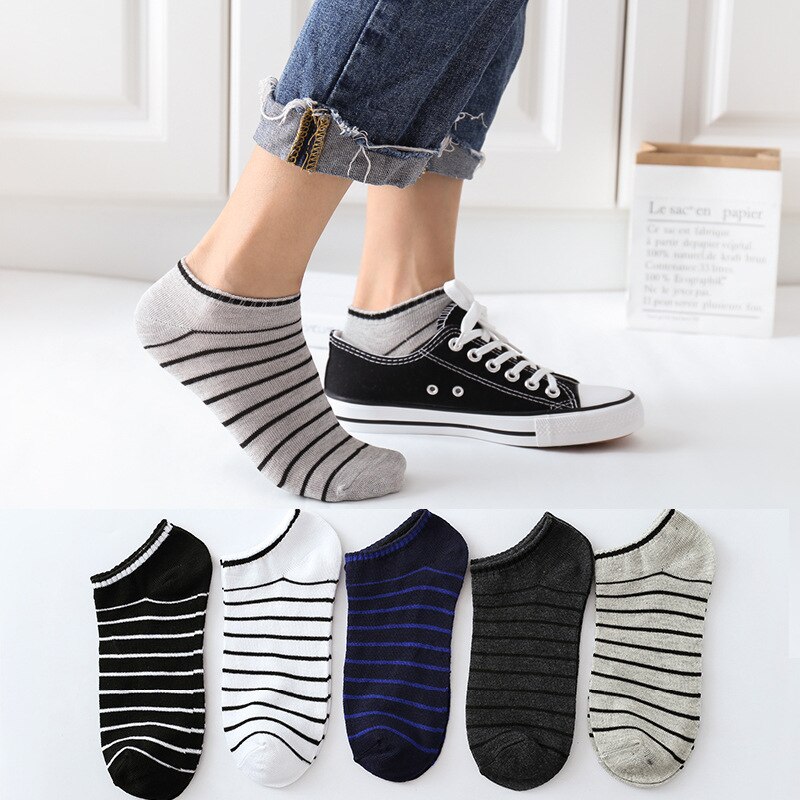 5 Pairs/Lot Men Mixed Color Cotton Socks Free Size Casual No Show Ankle Socks Male Summer Autumn Breathable Socks Men