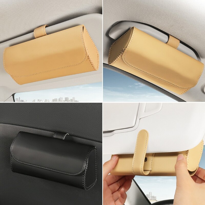 Estuche Universal para gafas de sol de coche, soporte para gafas, caja de almacenamiento para tarjetas,