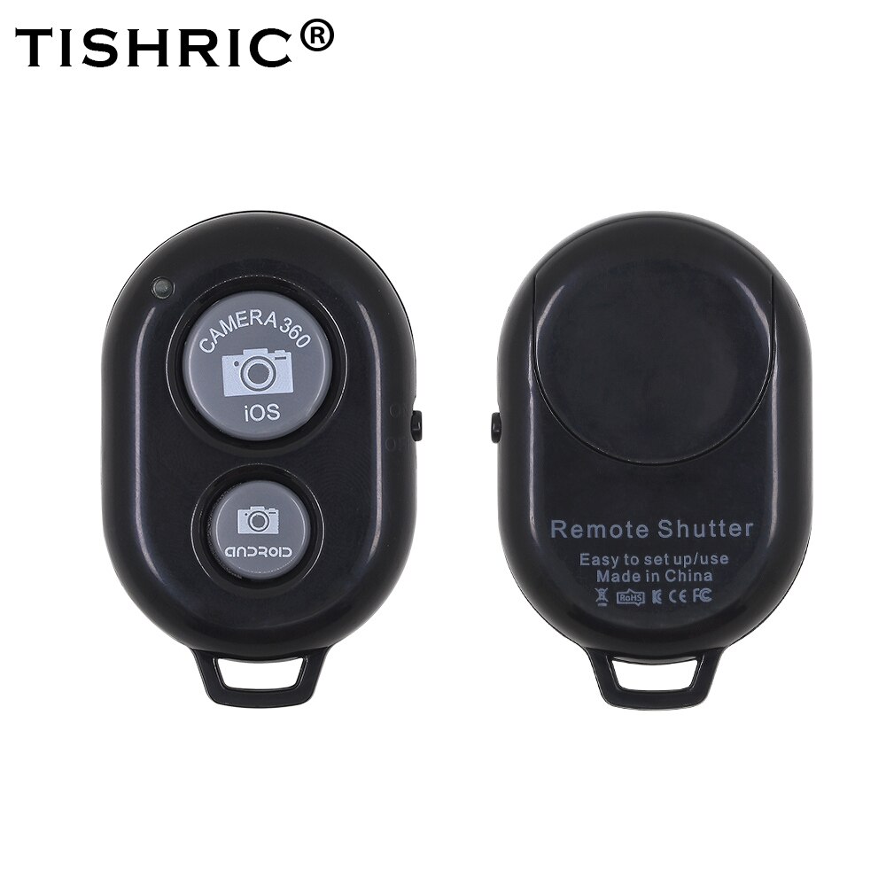 Tishric sem fio bluetooth obturador de controle remoto bluetooth auto temporizador para tripé do telefone móvel selfie vara controle remoto: Black