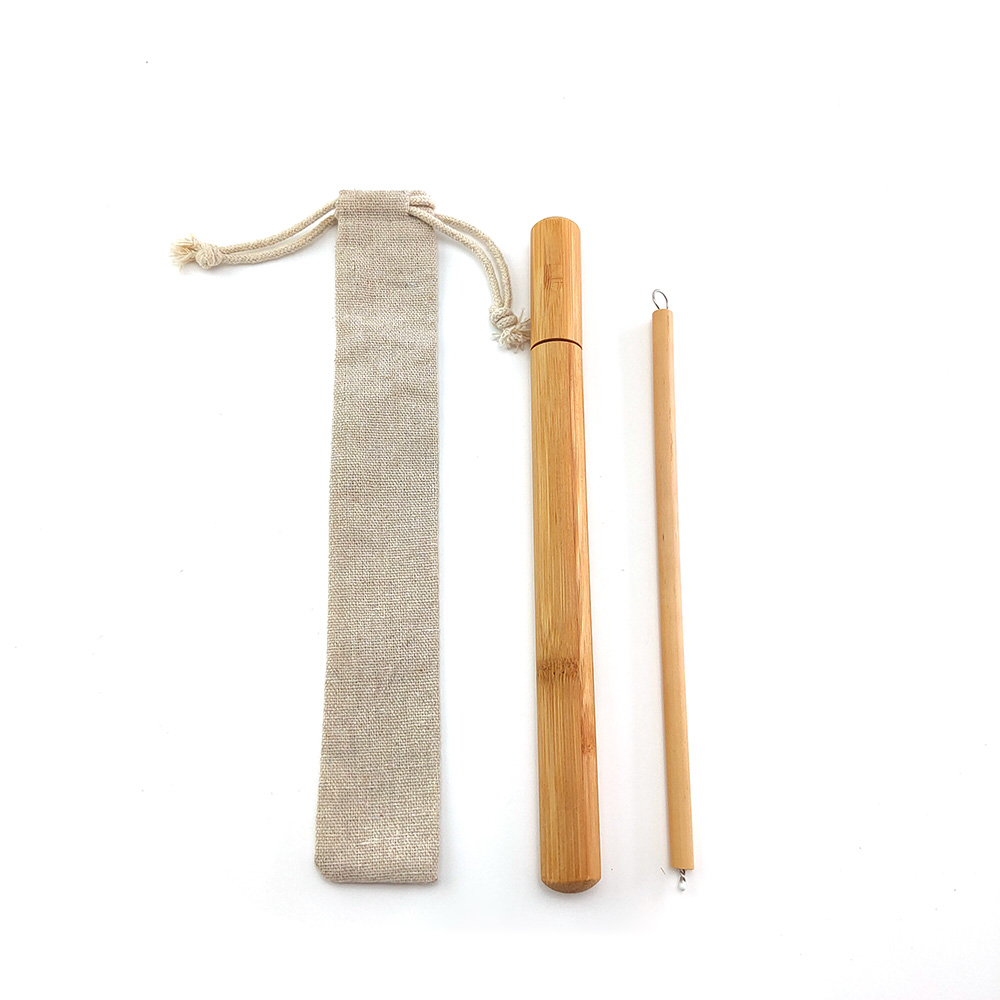Nul spild naturligt genanvendeligt bambus sugerør rejsesæt sisal hamp sugerør ren børste med bærbar stofpose: 1218-1