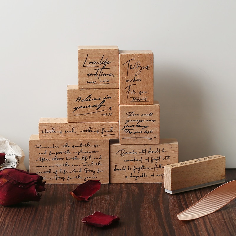 8 stk/sett vintage engelske fraser trestempel diy craft tregummistempler for scrapbooking dagbok scrapbooking standardstempel