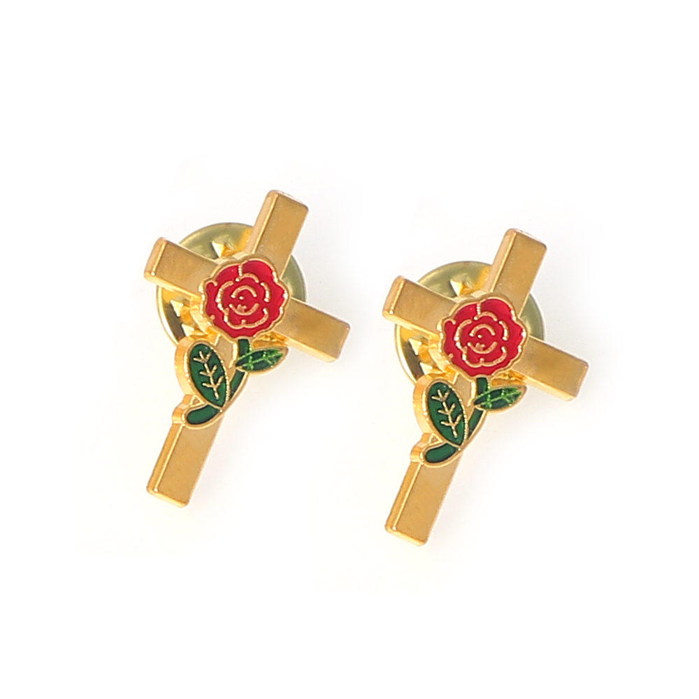 1 sæt rosenbrocher krydsmedalje broche jhs medalje flerfarvet til kvinder taske reversnåle mænd smykker religiøs nål: Dn424-4