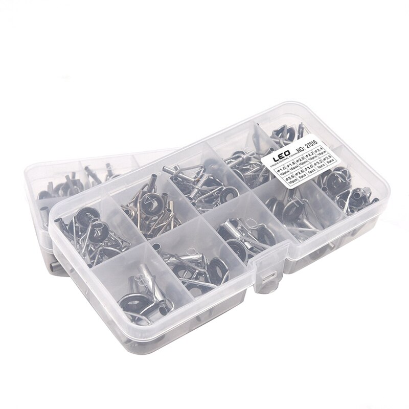 80Pcs Diy Eye Ringen Hengel Gids Tip Set Reparatie Kit Voor Hengels Roestvrij Stalen Frames Met Doos visgerei