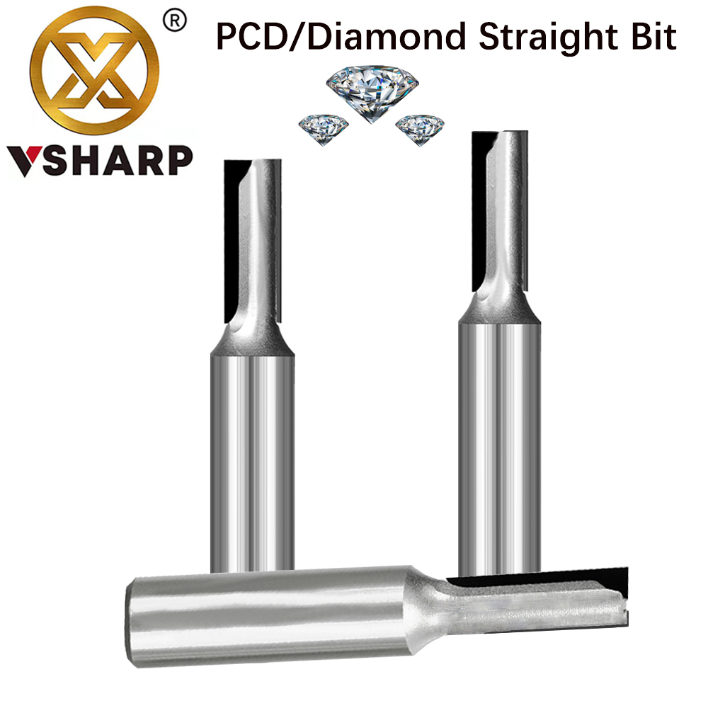 Vsharp PCD prosty frez diamentowy dwustronny prosty frez robić płyty melaminowej HPL płyta krzemianowo-wapniowa MDF