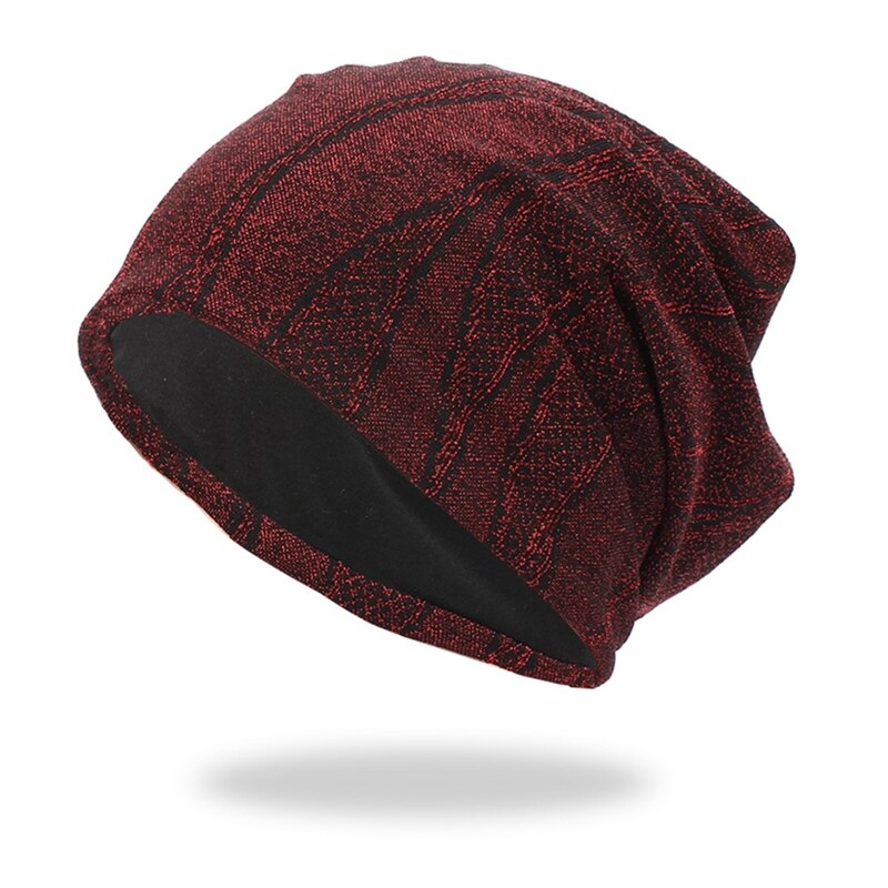 Vinter beanie hætte vindtæt termisk behagelig strikket bomulds hat sportstøj tilbehør: Rødvin