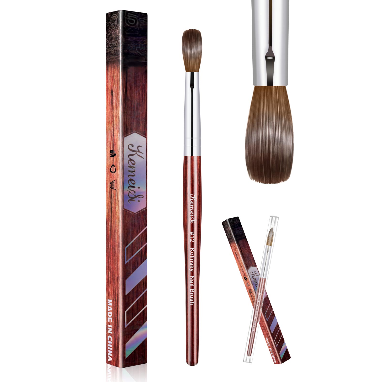 Keimeis Acryl Nagelborstel 100% Kolinsky Acryl Borstels Voor Nagels Maat 10 Ovaal Gekrompen Nagelborstels Voor Acryl Applicat