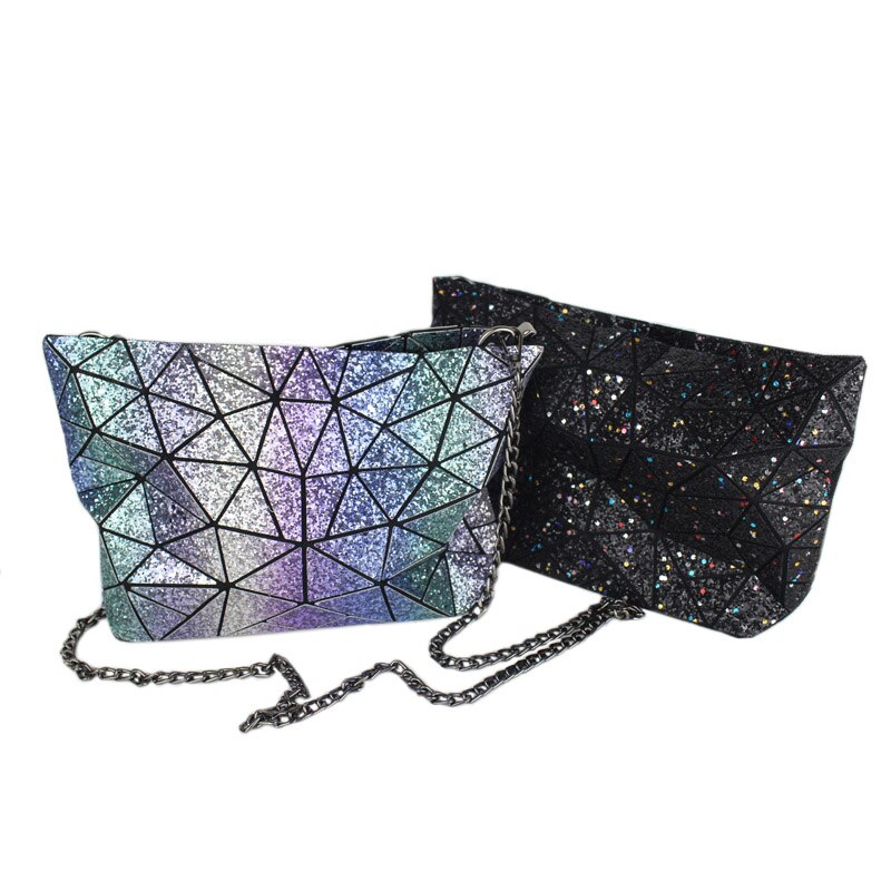 Handtas met ketting, dames crossbody schoudertas, geometrische lichtgevende clutch handtas, avondtasjes met traliewerk, bolsas