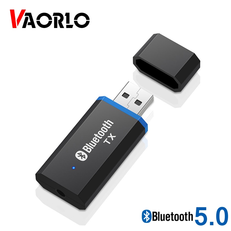 VAORLO USB Transmitter Directly Low Latency Wireless Bluetooth 5.0 Adapter Dongle For TV Computer With 3.5mm AUX Jack Adaptor