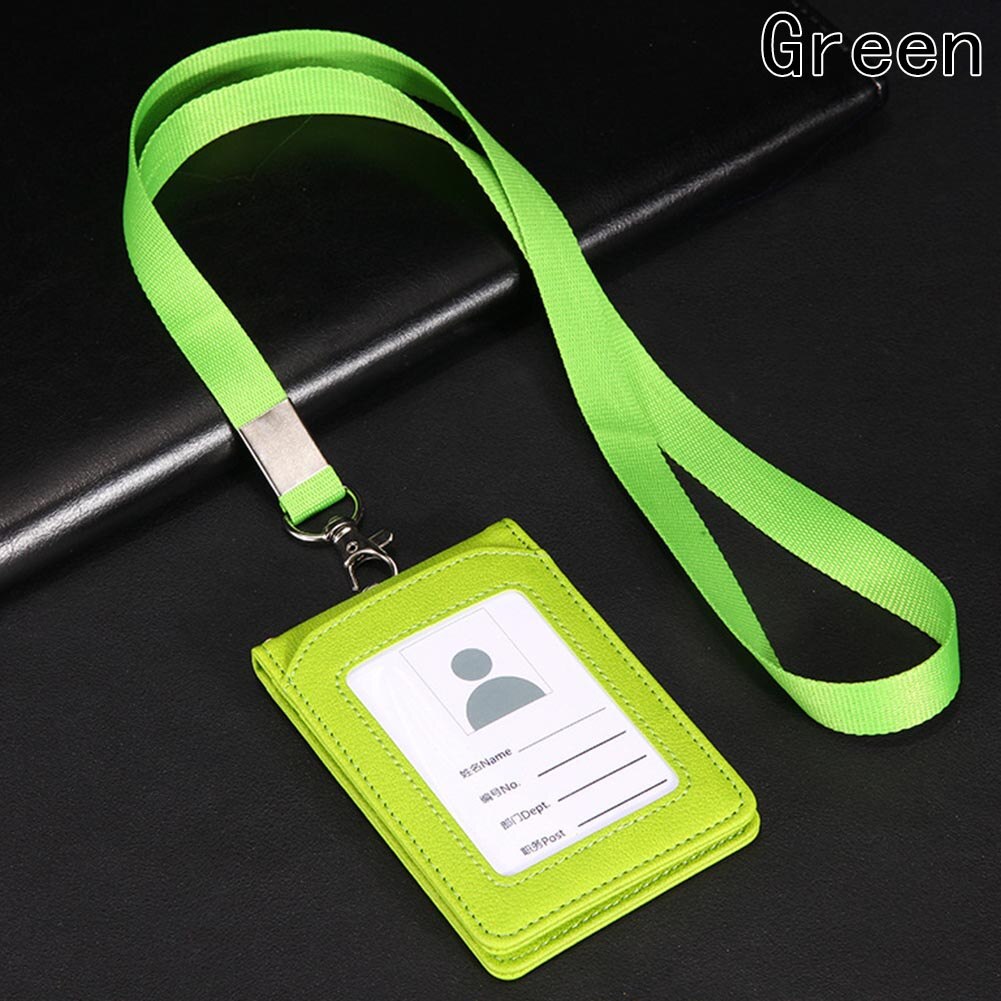 High-grade PU Card Holder Staff Identification Card Neck Strap With Lanyard Badge Neck Strap Bus ID Holders