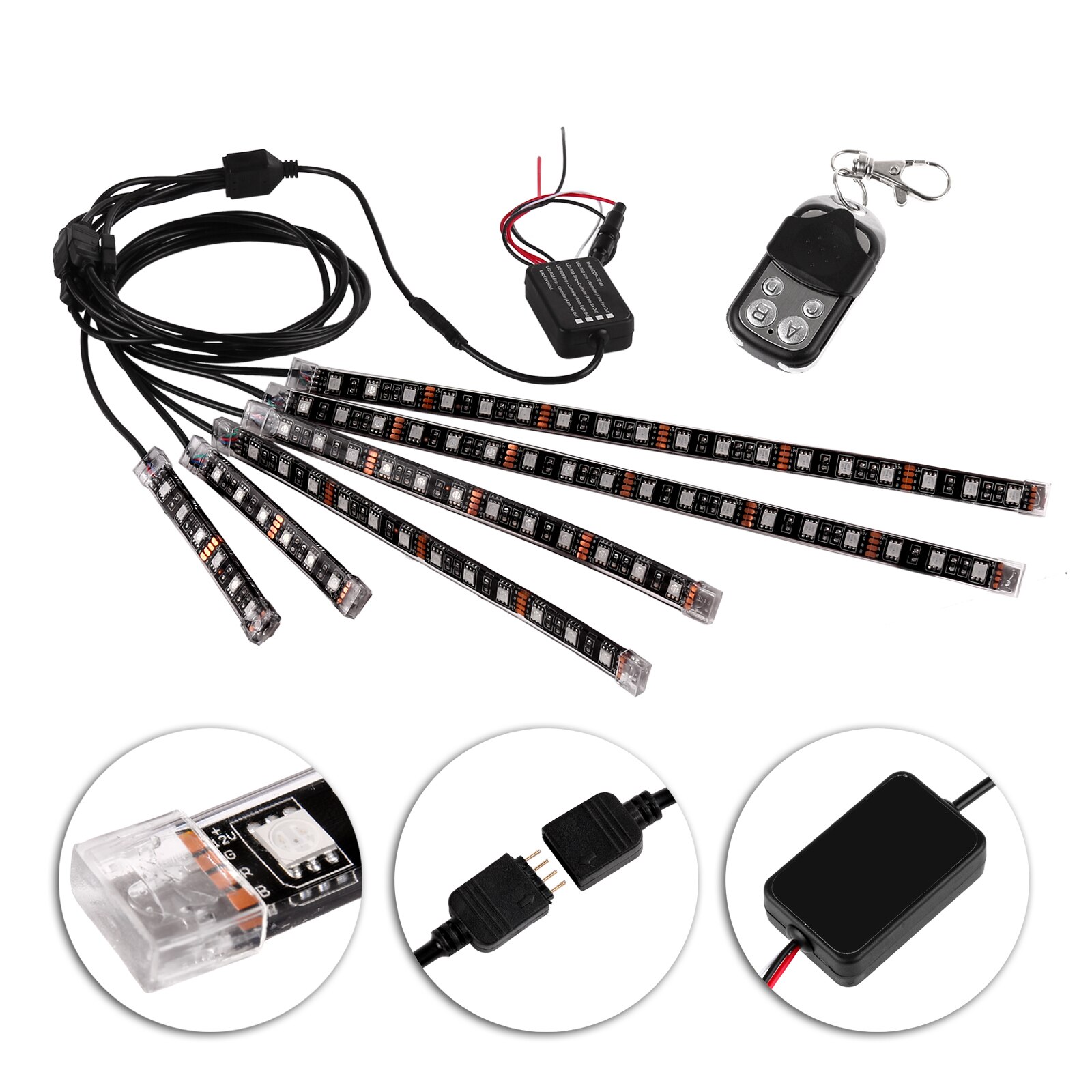 Bande lumineuse néon pour moto, 72 LED, Flexible, 6 pièces, étanche à la chaleur, lumières scintillantes, 5050SMD, contrôle vocal, Kit LED