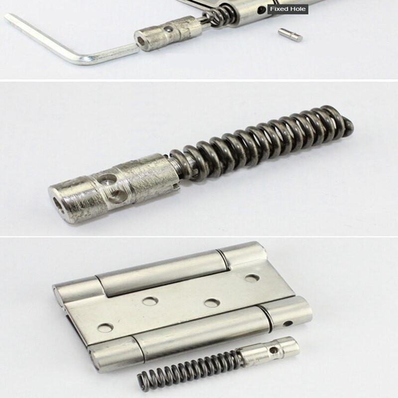Double Open Door Hinge Stainless Steel Spring Auto Closing Fold Hinges Two-way Open Door Bar Fence Cowboy Door Hardware