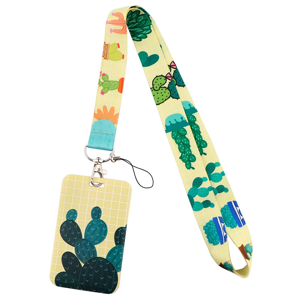 CB356 Plant Cactus Lanyard ID Badge Holder Car KeyChain ID Card Passport Gym Phone Badge Kids Key Ring Holder Jewelry: 8