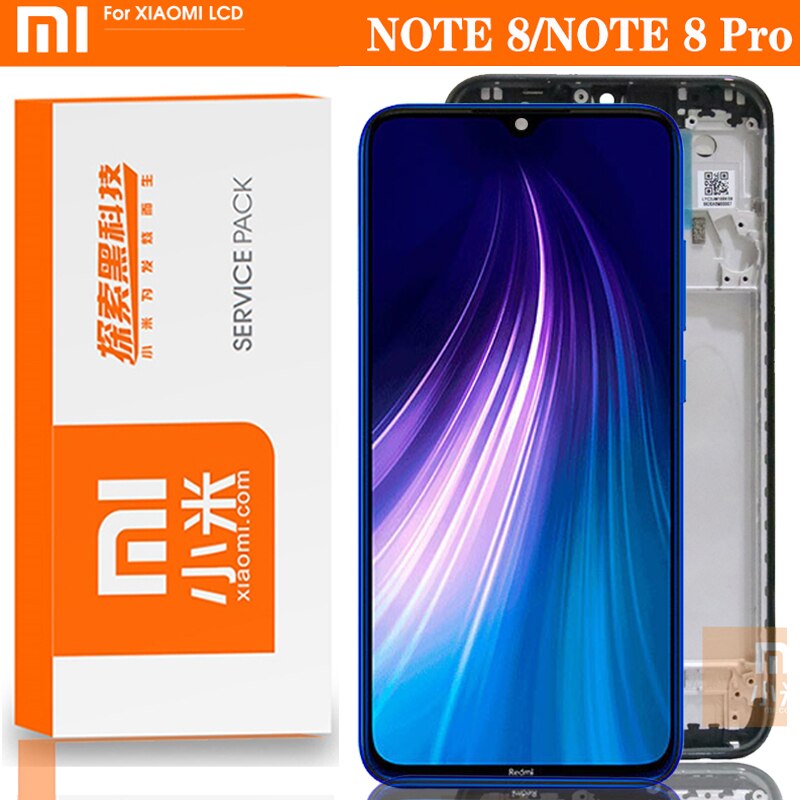 Original 6.53'' Display with frame for Xiaomi Redmi Note 8 Pro LCD Display Screen Touch Digitizer 6.3'' Redmi Note8 Repair Parts