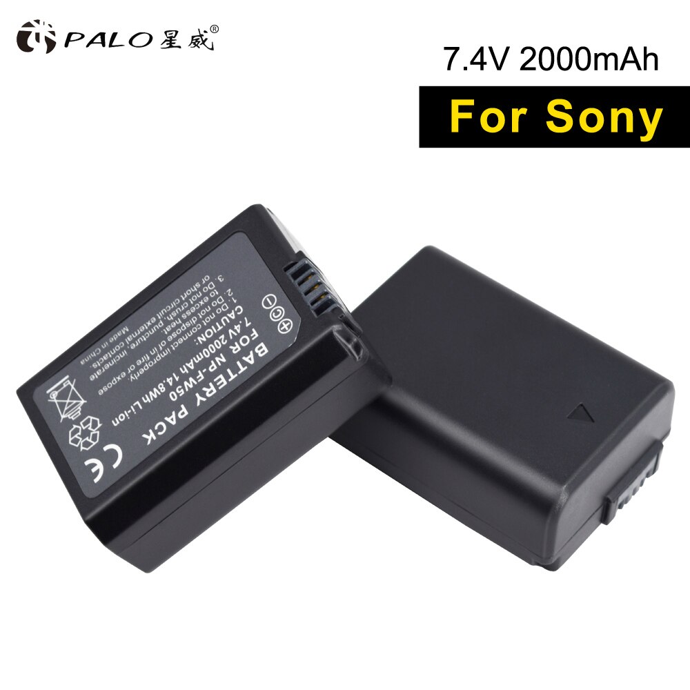 PALO 2pc NP-FW50 NPFW50 Camera Battery+LCD USB Dual Charger Fast Charge for Sony Alpha a6500 a6300 a6000 a5000 a3000 NEX-3 a7R: 2 battery