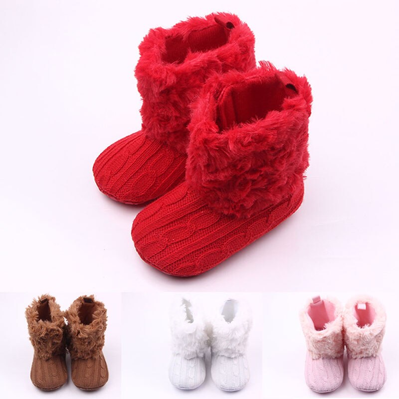 Baby Mädchen Jungen Schnee Stiefel Winter Gestrickte Halbe Warme Stiefel Infant Kinder Neue Weichen Boden Wolle Plüsch Schuhe