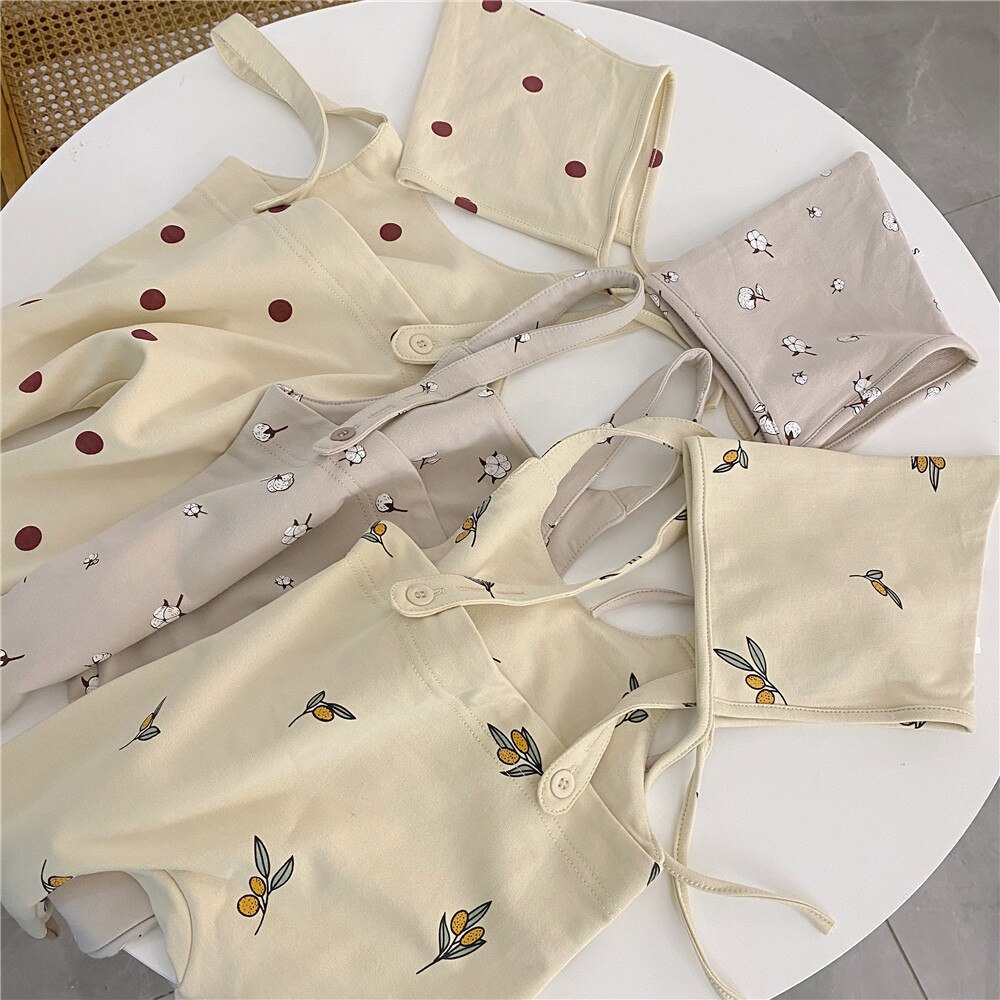 Baby Clothes Infant Sleeveless Kids Overalls Baby Girl Boys Rompers Hat 2 Pieces Baby Jumpsuit Baby Romper 0-24M