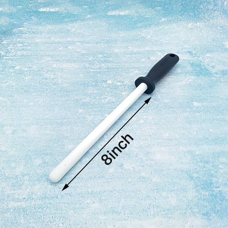 ceramic (zirconia) rod knife sharpener with ABS handle sharpener, suitable for chef steel knife kitchen assistant ceramic musat: 8 inch B
