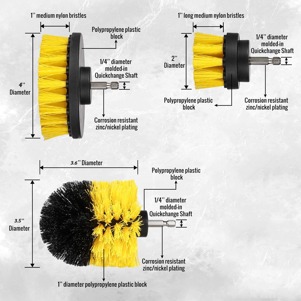 Gorąca sprzedaż elektryczna szczotka robić wiertarki zestaw plastikowa okrągła szczotka robić czyszczenia dywanów szklane opony samochodowe szczotki nylonowe mocne ścieranie wiertła