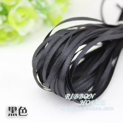 30 soorten Kleuren (20 meters/partij) 1/8 "(3mm) enkel Gezicht Satijnen Lint Singels Decoratie Kerst Accessoires DIY Linten: 3 Black