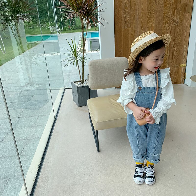 MILANCEl kids clothes boy overalls girl denim jumpsuit Korean kids trousers