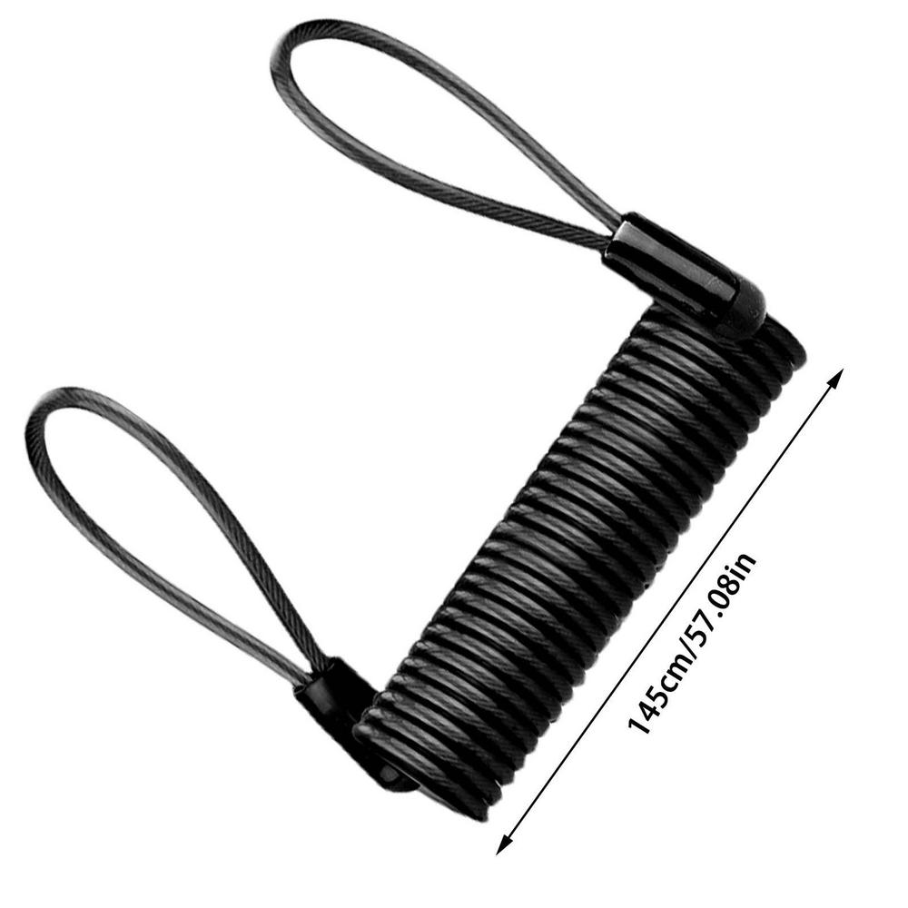 120cm Motorcycle Scooter Disc Lock Reminder Cable Anti Theft Protection Disc Lock Cable Security Steel Wire Spring Helmets Lock: black