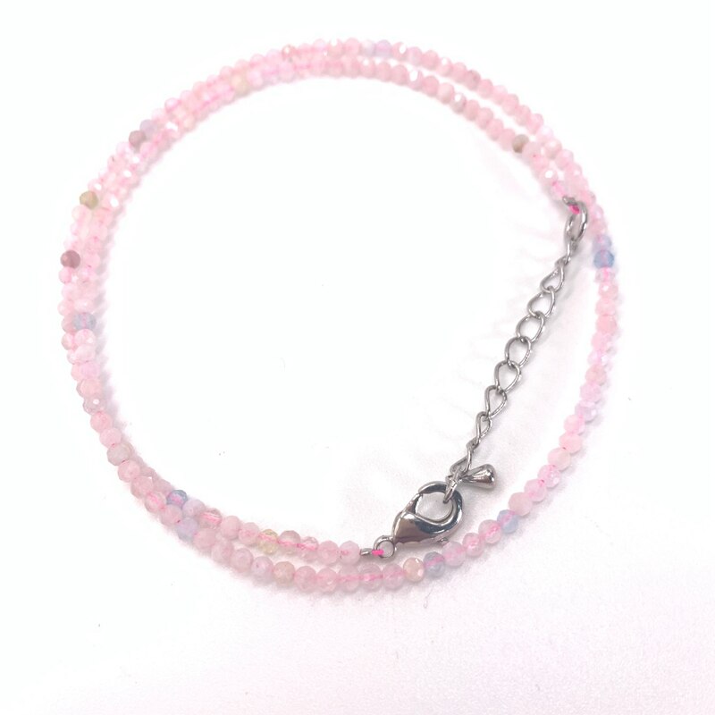 Cuentas de piedra Natural facetadas para mujer, cristal de cuarzo rosa, lapislázuli, collar de Gema turquesa, adecuado para de , 2/3mm: Morganite