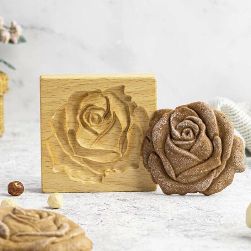 3D Houten Bakvorm Cookie Biscuit Druk Stempel Mallen Prachtige Levendige Patroon Bakvorm Dennenappels Bloemen Windmolen