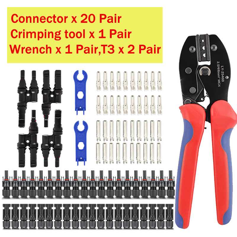 400/200/100/20 piezas conector Solar fotovoltaico 1000V 30A Kit de conectores para Panel Solar Cable PV/MC 2,5/4/6 mm2: Azul