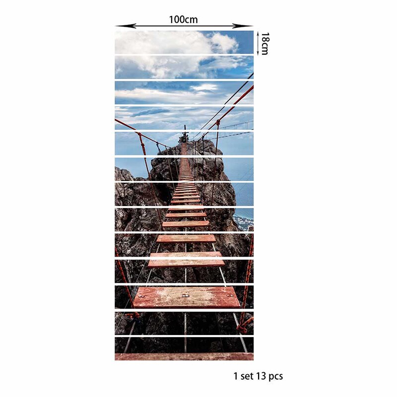 PVC wallpaper Aerial ropeway ladder simple 13 pieces of DIY stair stickers, step stickers wall stickers