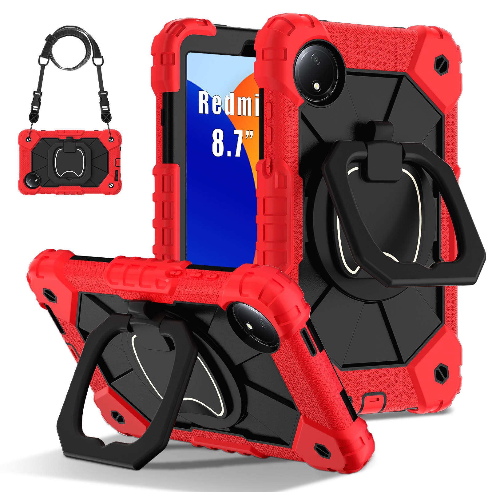 Funda para xiaomi pad 7 pro 11,2 "SE 8,7" redmi pro poco pad 12,1 "tableta segura a prueba de golpes funda con soporte de silicona para PC + correas para los hombros: 1 / Rosa