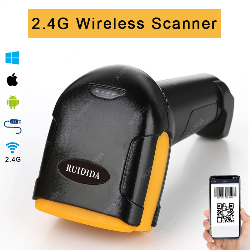 2d bluetooth stregkodescanner trådløs 2d scanner med stativ håndholdt qr kodelæser qr kablet scanner til supermarked butik: R6w trådløs 2d
