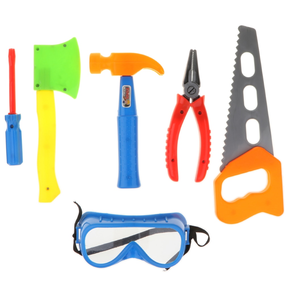 Kids Role Play Costume Set - 9Piece Construction Worker Kids, Builder Dress Up Kit with Hat, Tool Belt, Vest & Repair Tool Kit