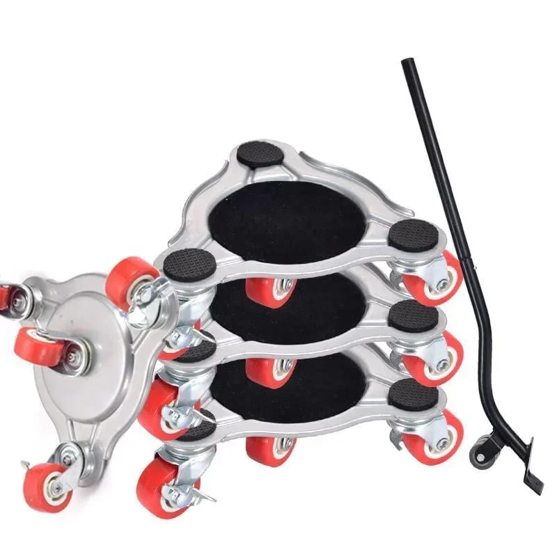 Movedor de móveis de aço de 4 rodas, objeto pesado, suporte de roda universal, ferramenta de movimento multifu, armazém, motor de objeto pesado