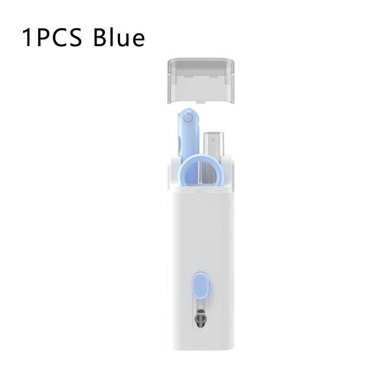 Kit de limpieza 7 en 1, cepillo limpiador de teclado de ordenador, bolígrafo de limpieza para auriculares, herramientas de limpieza de teléfono, juego de extractor de teclas: Gris