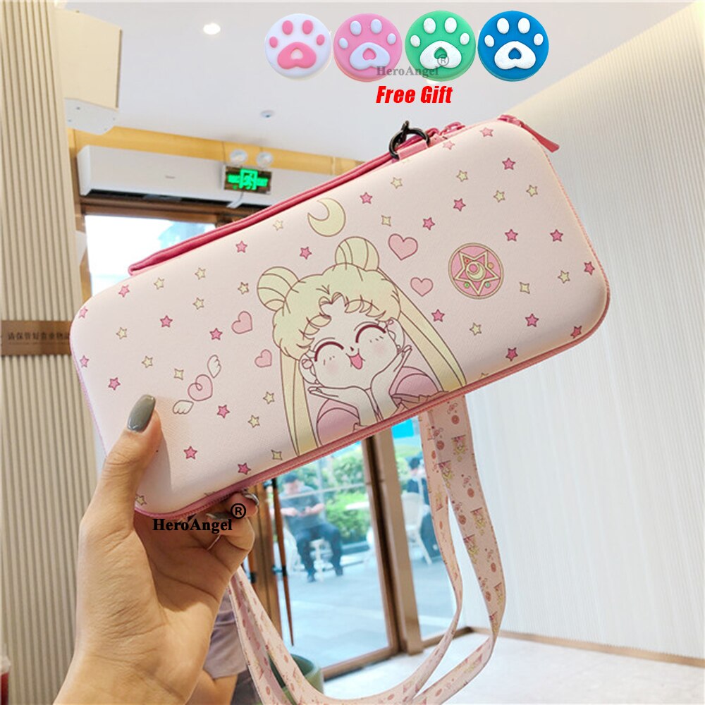 Portable Shoulder Strap Lanyard Travel Storage Bag For Nintendo Switch Game Console Box Shell Cover Cute Fruits Protective Case: 03