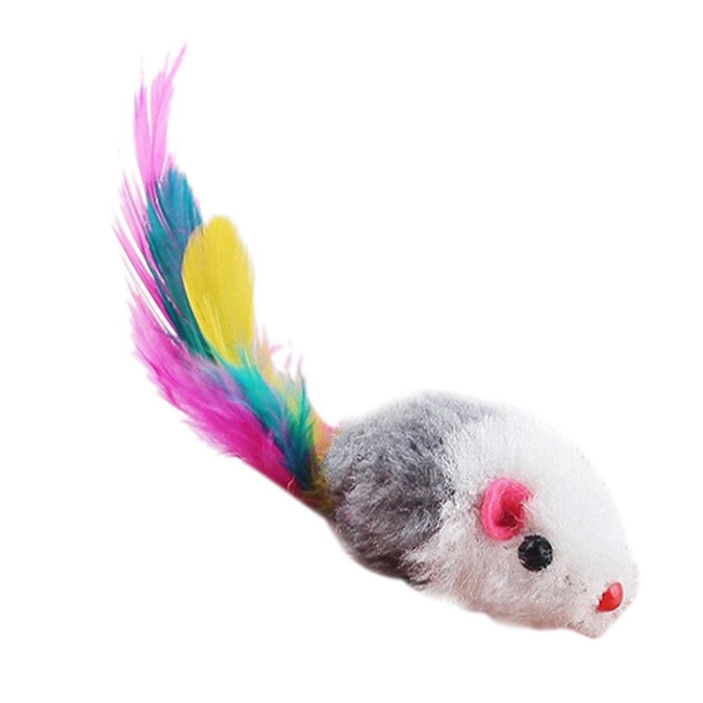 10 pièces fausse souris Pet chat jouets Mini jouets de jeu avec plume colorée Pet chat plume souris jouets